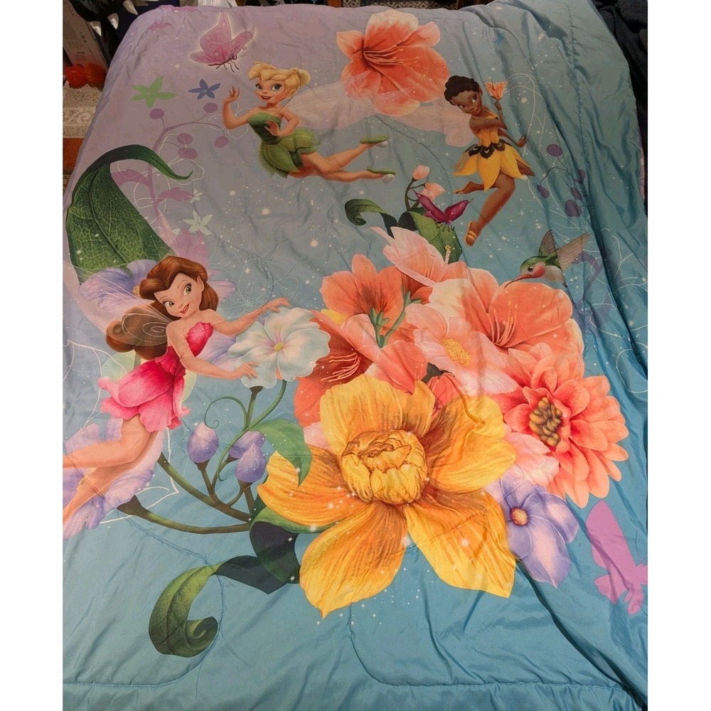 Disney Fairies Tinkerbell Twin Blanket Comforter Reversible Roselia Iridessa